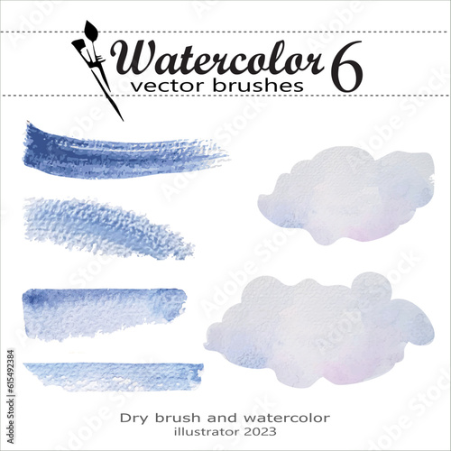 These are the materials for the illustrations. This is a dry watercolor brush. Imitation of a dry brush
