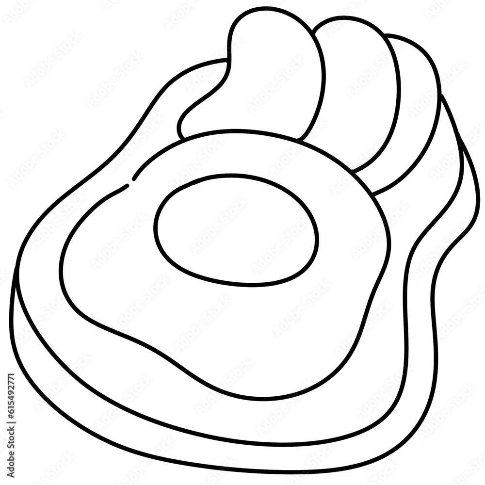 toast bread egg avocado breakfast cute illustration outline toast bread egg avocado breakfast cute illustration outline