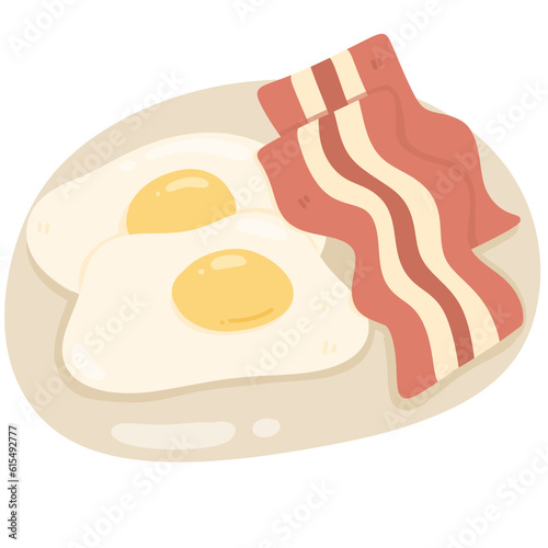 egg bacon breakfast cute illustration 