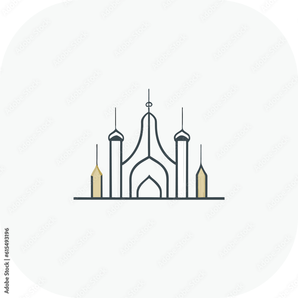 Modern mosque logo symbol or icon template, Mosque Leaf Creative Islamic logo design template, logo with a minimalist style.