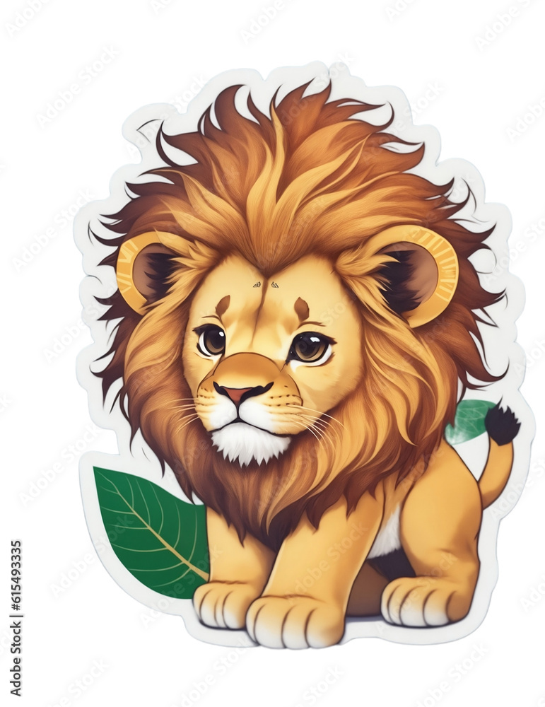 lion cartoon sticker created with generative AI