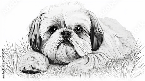 desenho de cachorro sem cor para pintar photo