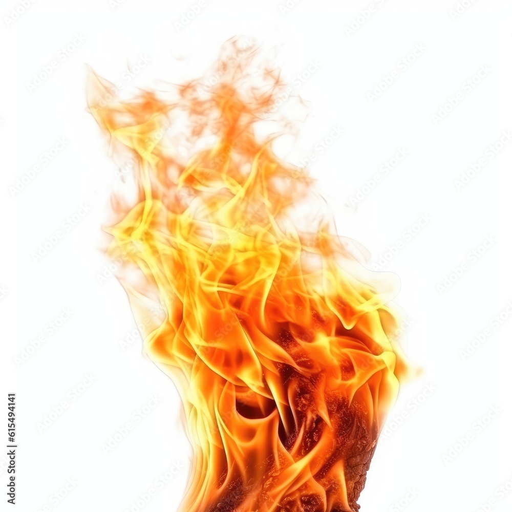 Burning Fire Flames on White Background generative AI Burning Fire Flames on White Background generative AI