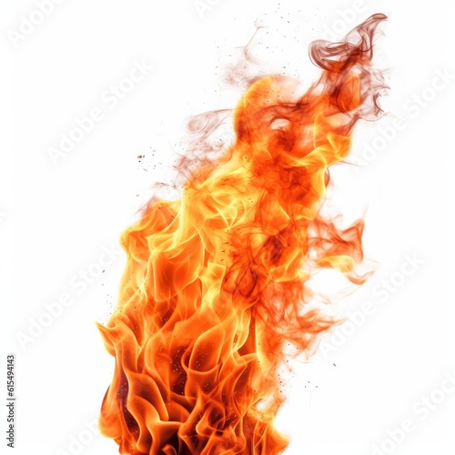 Burning Fire Flames on White Background generative AI