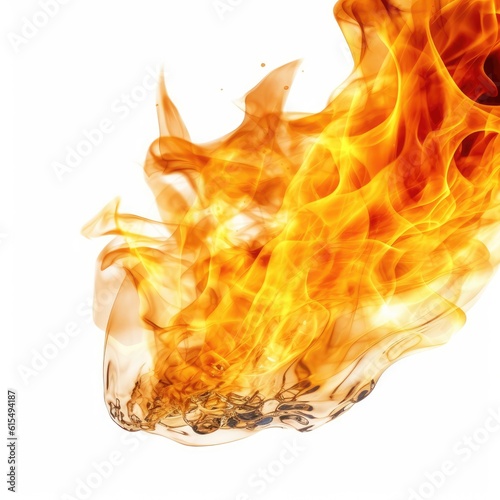 Burning Fire Flames on White Background generative AI