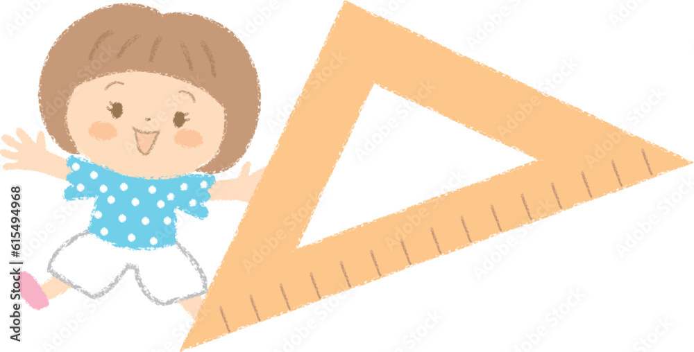 Φωτογραφία 大きな三角定規と笑顔の女の子