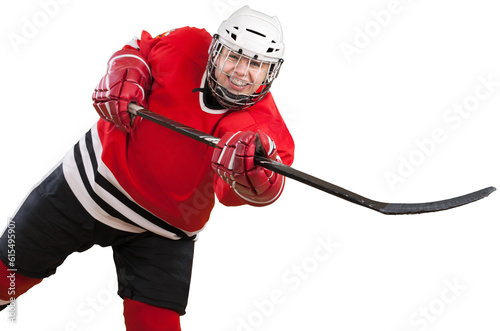 Photography Ice Hockey Player with Stick, Isolated