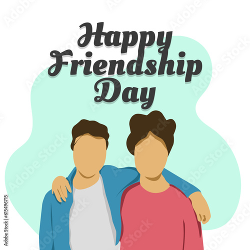 International friendship day on 30th of july, minimalist style poster greeting card design with flat characters