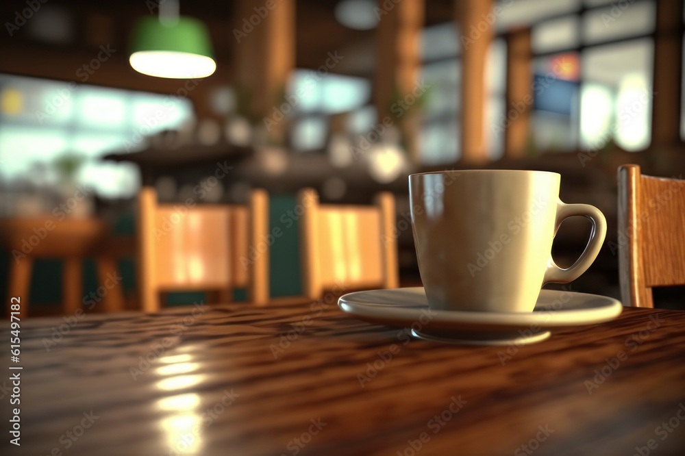White cup with coffee on the table. AI generative. White cup with coffee on the table. AI generative.