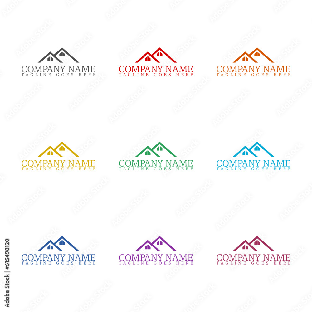 House company name logo template icon isolated on white background. Set icons colorful House company name logo template icon isolated on white background. Set icons colorful