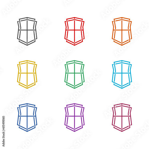 Window security logo icon isolated on white background. Set icons colorful
