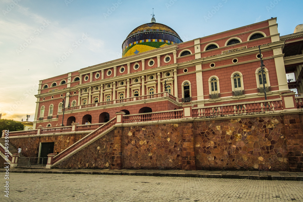 Fototapeta premium Amazon Theater, Manaus Brazil Urban Landscape, Historical Landmark of Amazonas Largest City 