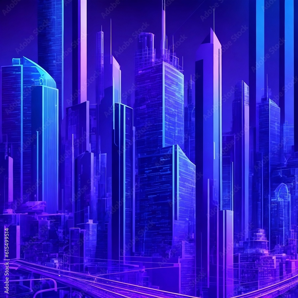abstract blue city