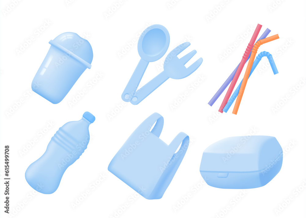 plastic and foam material Concept of reducing plastic waste for the world 3D vector illustration plastic and foam material Concept of reducing plastic waste for the world 3D vector illustration