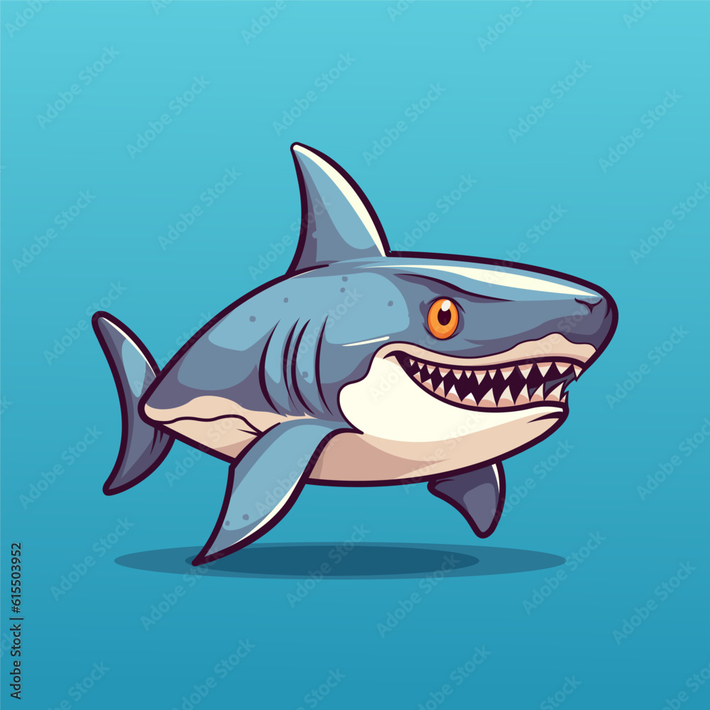 cute shark cartoon mascot character with sharp teeth. vector illustration cute shark cartoon mascot character with sharp teeth. vector illustration