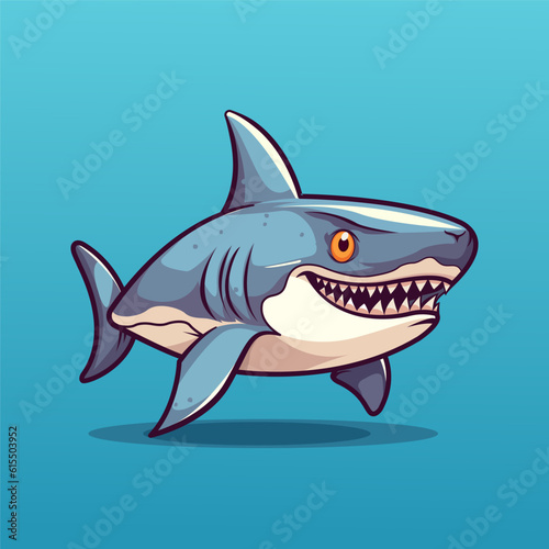 cute shark cartoon mascot character with sharp teeth. vector illustration