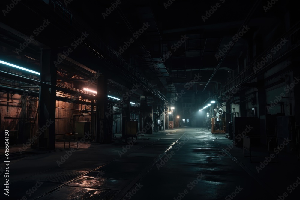 Dark Abandoned Factory Interiors with Industrial Ambiance Dark Abandoned Factory Interiors with Industrial Ambiance