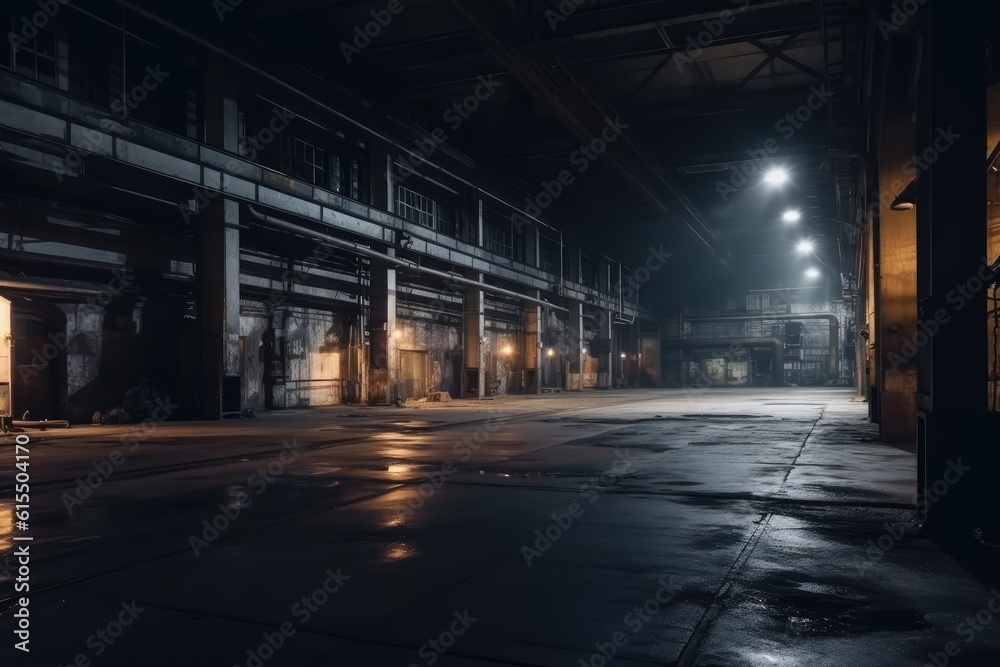 Dark Abandoned Factory Interiors with Industrial Ambiance