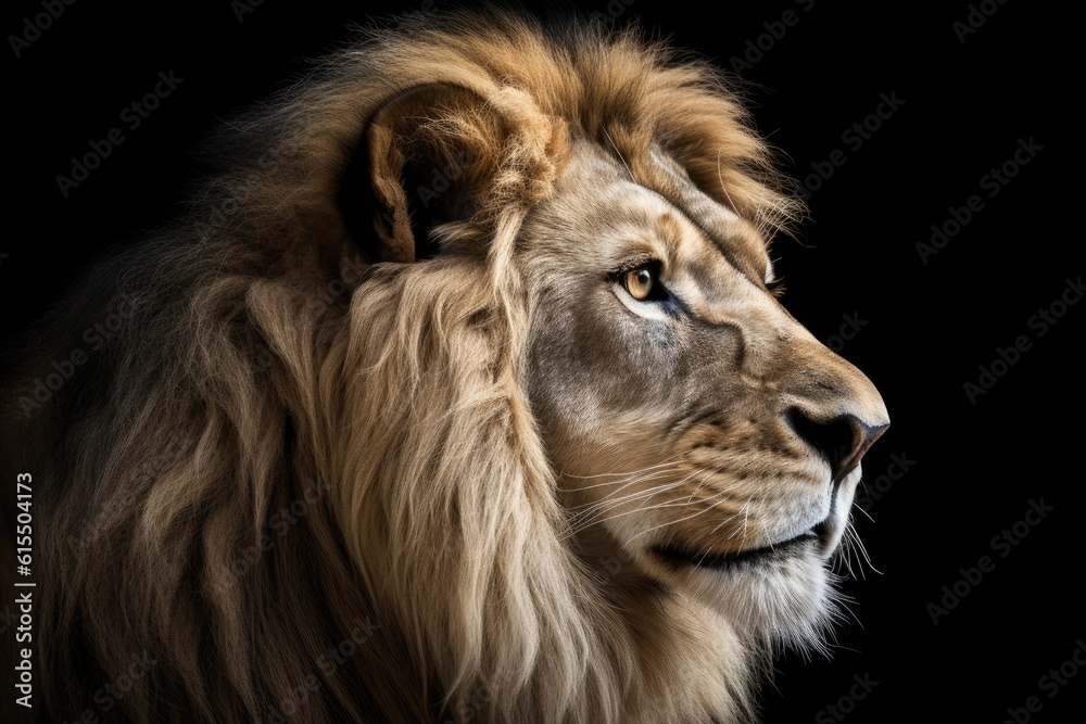 A powerful lion standing confidently. Generative AI.