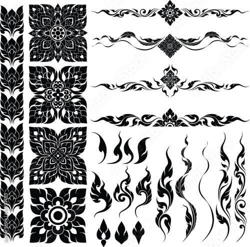 Thai Art Silhouettes used as Decorations and Motifs Additional Decorative Elements