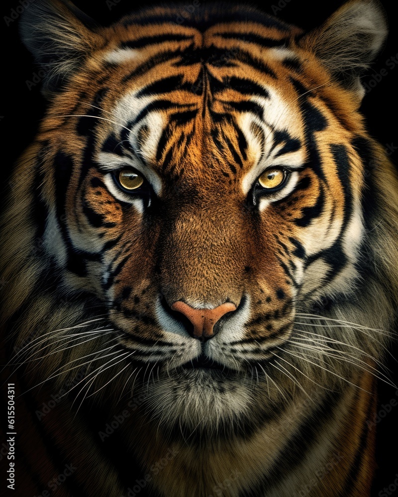 A powerful and fierce tiger on a transparent background. Generative AI.