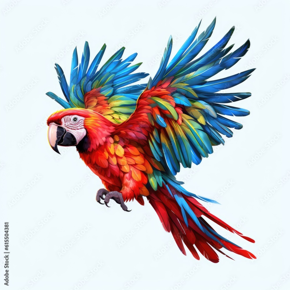 Obraz premium Bright and colorful macaw on a transparent background. Generative AI.
