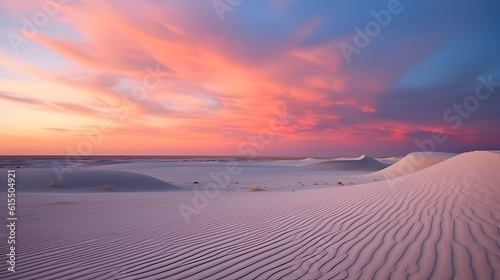 A sandy desert at sunset  an impressive and romantic view