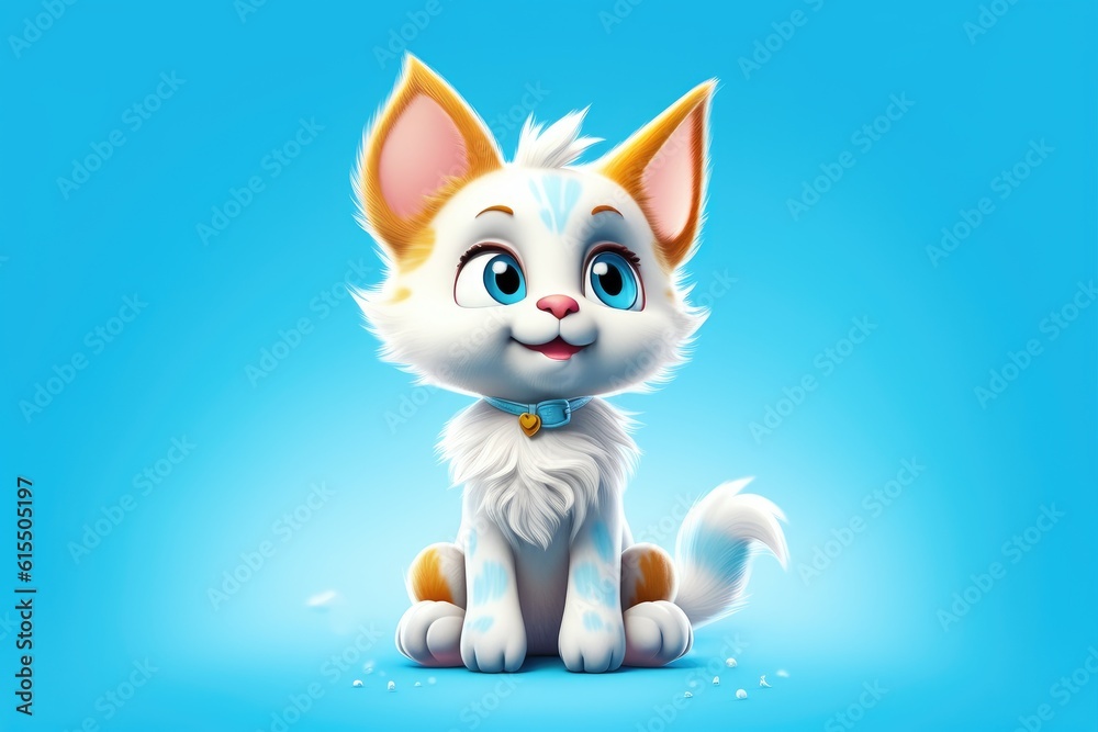Fototapeta premium Charming Cartoon Cat in Playful Stance for Children's Animation generative AI