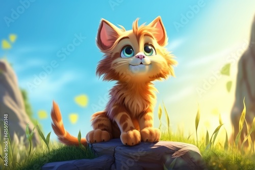Charming Cartoon Cat in Playful Stance for Children's Animation generative AI © Ecleposs