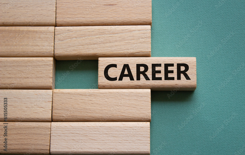 Career symbol. Concept word Career on wooden blocks. Beautiful grey green background. Business and Career concept. Copy space. Career symbol. Concept word Career on wooden blocks. Beautiful grey green background. Business and Career concept. Copy space.
