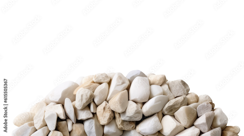 pile of white stones isolated on transparent background cutout , generative ai pile of white stones isolated on transparent background cutout , generative ai
