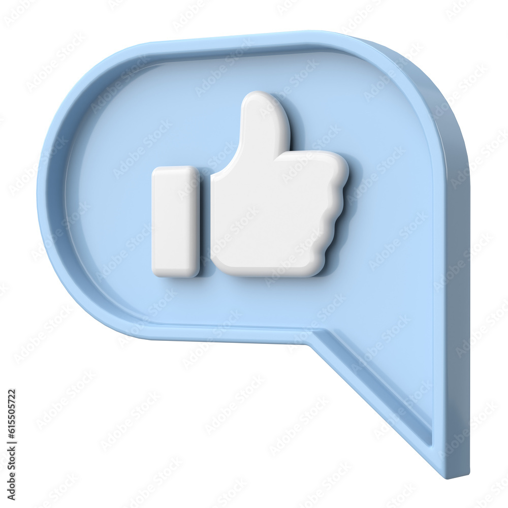 Like icon. Chat bubble. 3D illustration. Like icon. Chat bubble. 3D illustration.
