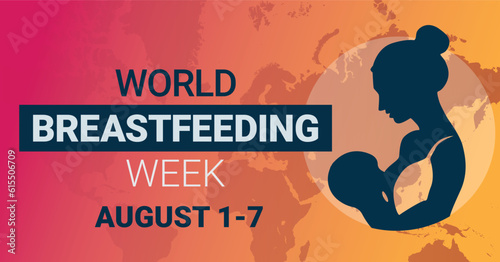 Exclusive World Breastfeeding Week: Educate on Breast Milk Benefits, Infant Nutrition, and Natural Feeding with Lactation Support. Awareness week celebration. Vector banner poster.