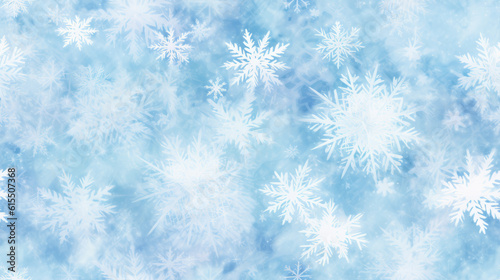 Seamless pattern background of beauty of a winter with snowflakes, frost patterns, and crystalline formations
