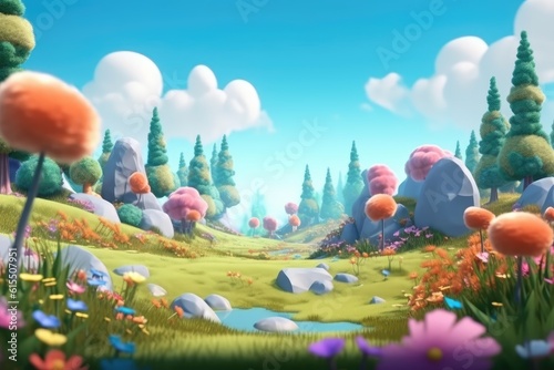 Magical 3D Cartoon Forest and Gardens on an Alien Planet for Kids  Animation generative AI