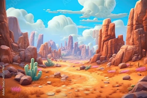 Fantastical 3D Cartoon Desert on an Alien Planet for Kids' Animation generative AI photo