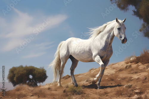 Arabian - Middle East - Known for their beauty, endurance, and intelligence, Arabian horses have been bred by Bedouins for centuries (Generative AI)