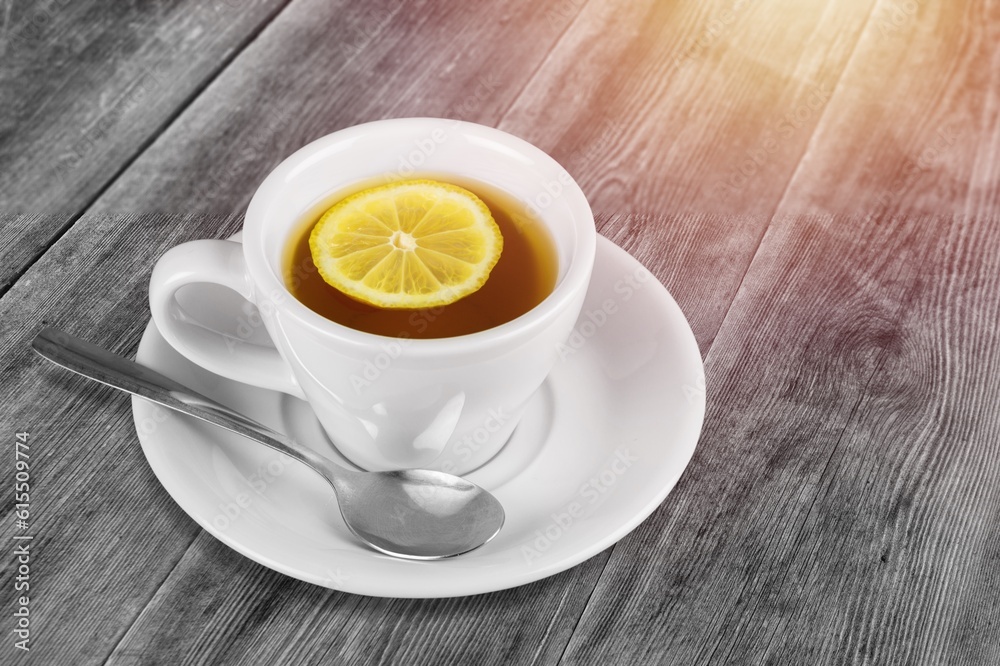 Tasty fresh hot Tea drink in white cup Tasty fresh hot Tea drink in white cup