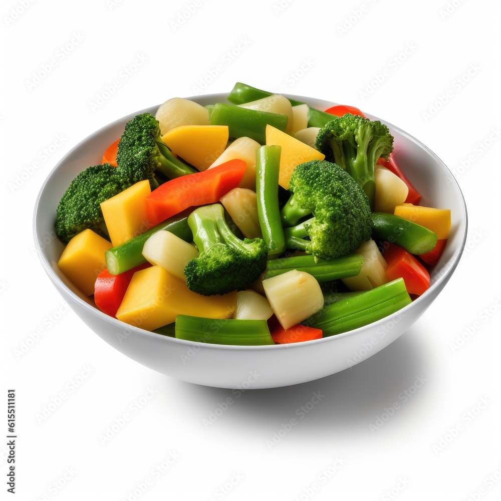 Bowl of mixed fresh vegetables on white background Bowl of mixed fresh vegetables on white background
