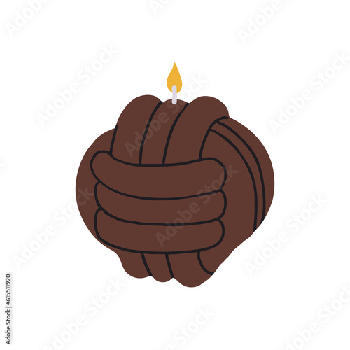 Scented candle color illustration. Modern aromatic decoration for cozy home interior. Flat illustrations isolated on white background