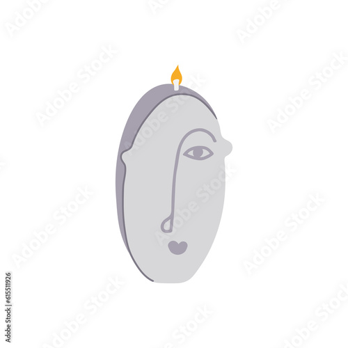 Scented candle with design color illustration. Modern aromatic decoration for cozy home interior. Flat illustrations isolated on white background