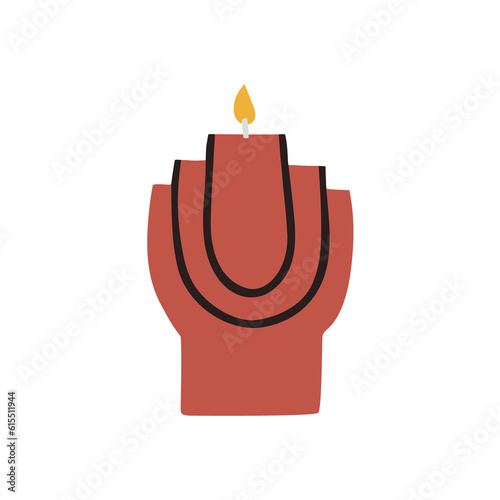 Scented candle color illustration. Modern aromatic decoration for cozy home interior. Flat illustrations isolated on white background