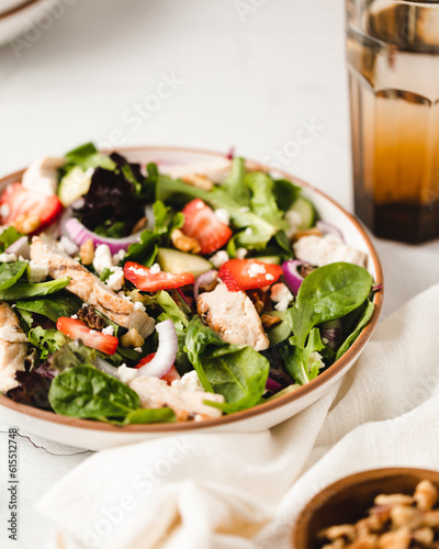 Salad with walnuts and strawberries