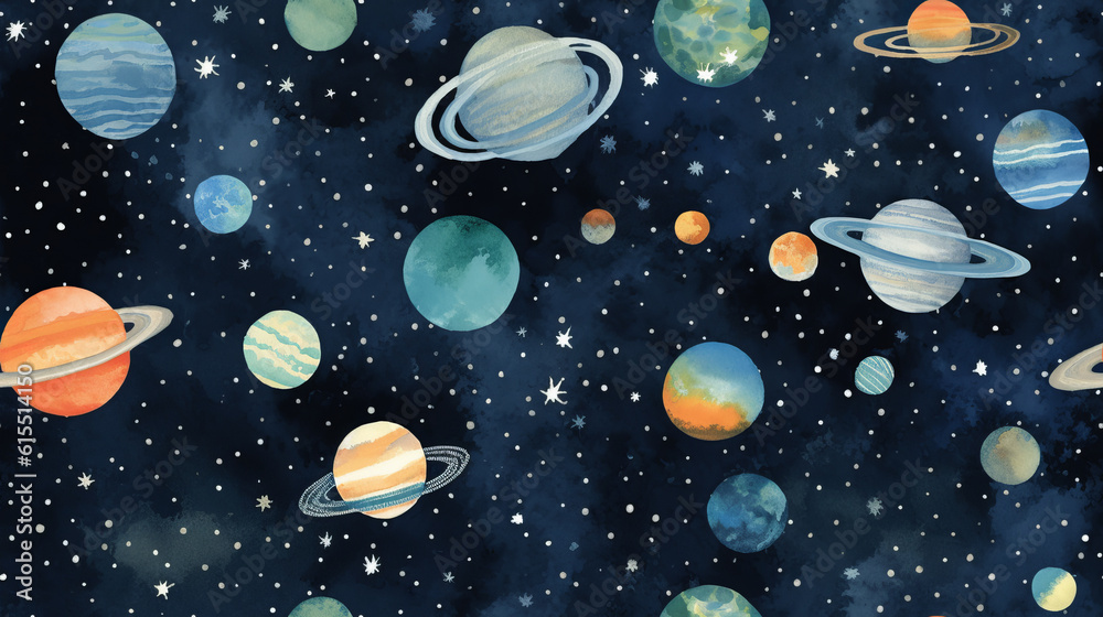 Seamless pattern background inspired by the beauty of celestial bodies and outer space with vast expanse of the night sky and foreign planet Seamless pattern background inspired by the beauty of celestial bodies and outer space with vast expanse of the night sky and foreign planet
