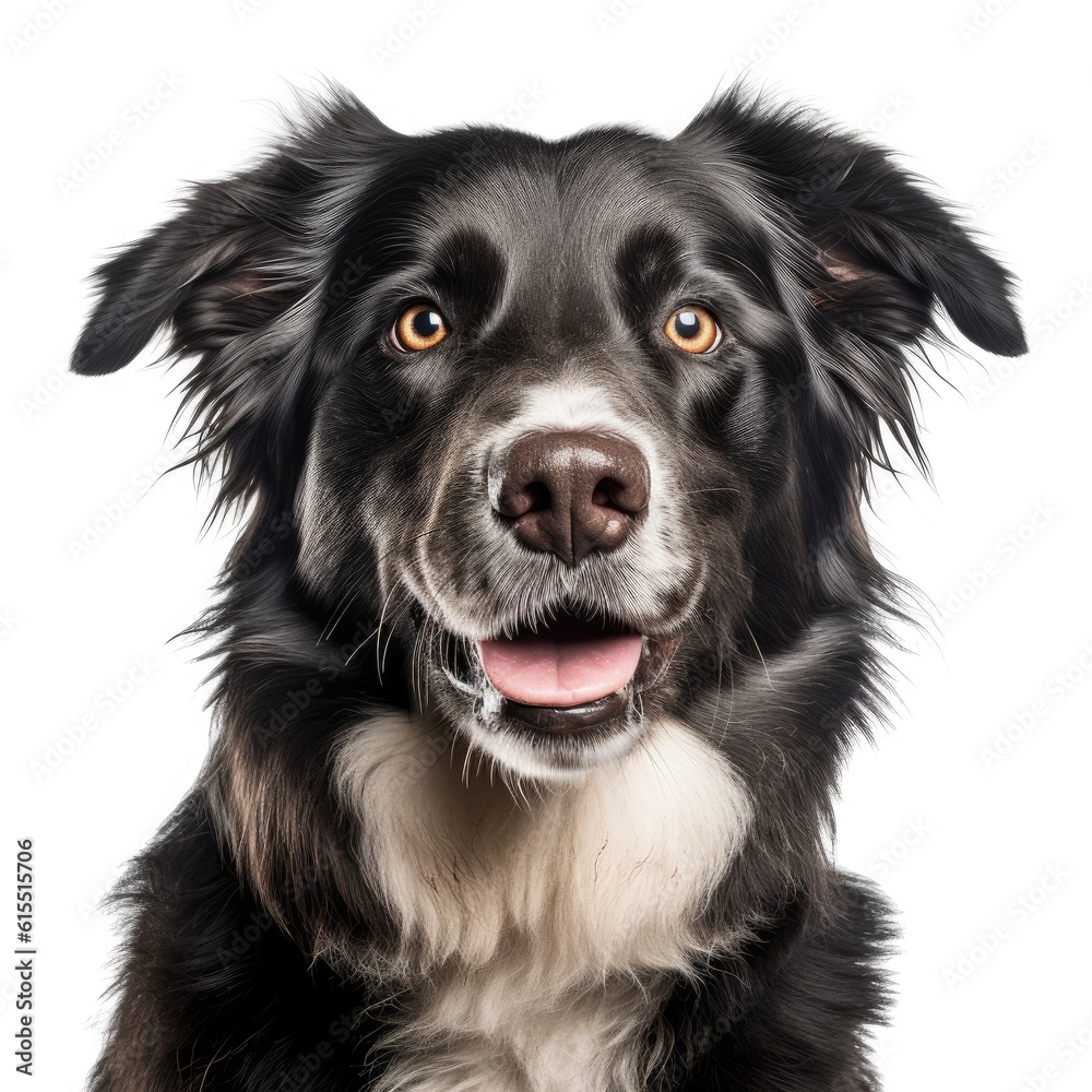 Fototapeta premium Smiling Brown Dog Standing Against White Background generative AI