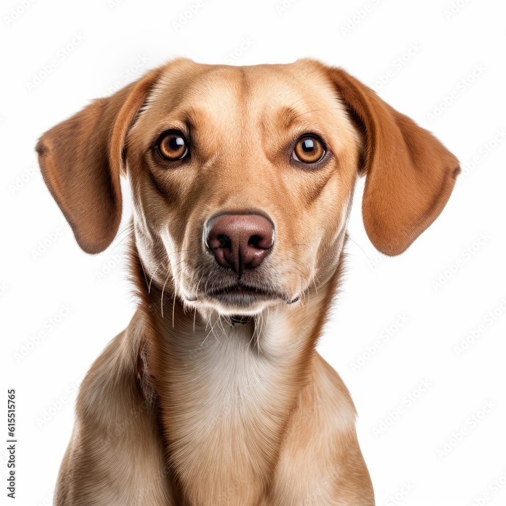 Smiling Brown Dog Standing Against White Background generative AI Smiling Brown Dog Standing Against White Background generative AI