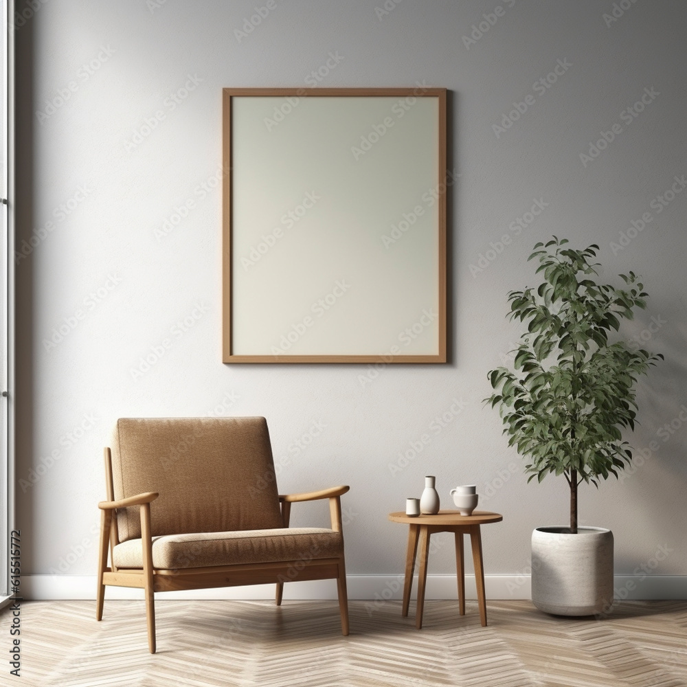 Interior scene with frame - Generative AI