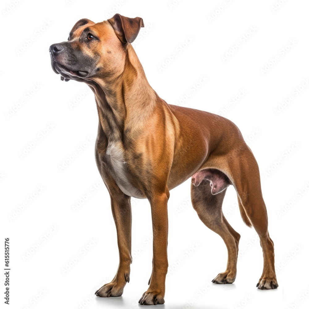 Smiling Brown Dog Standing Against White Background generative AI Smiling Brown Dog Standing Against White Background generative AI