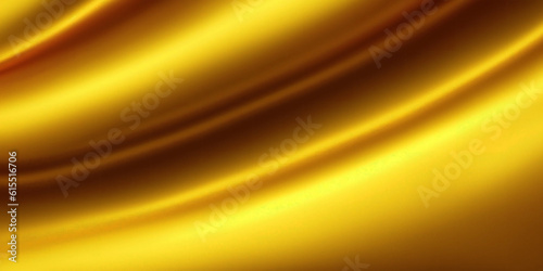Fabric satin, silk with yellow waves and folds. golden textiles. Generative AI
