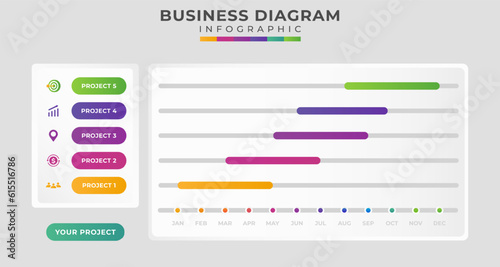 gantt chart modern Timeline diagram calendar. presentation vector infographic template for business.